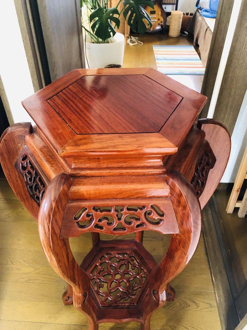 【値下げ】2セット　アンティーク　花台テーブル　花梨　シノワズリ 韓流 値下げ】2セット アンティーク 花台テーブル 花梨 シノワズリ 韓流